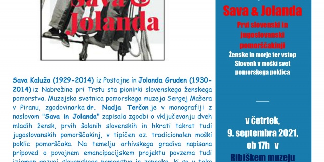 Presentation of the monograph by dr. Nadja Terčon Sava & Jolanda at Ribiški muzej tržaškega primorja, Križ/ S Croce